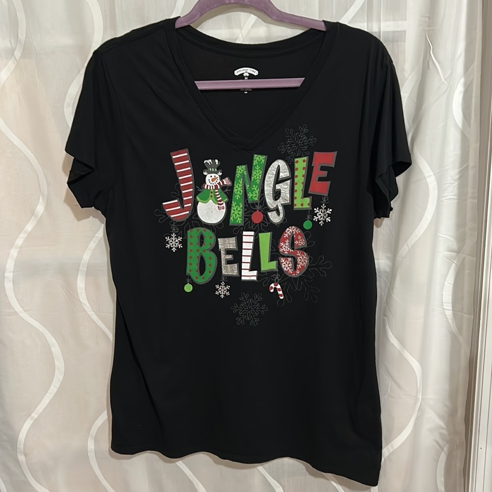 Holiday Time, Black, Jingle Bells, Short Sleeve T-Shirt, Size 2 X